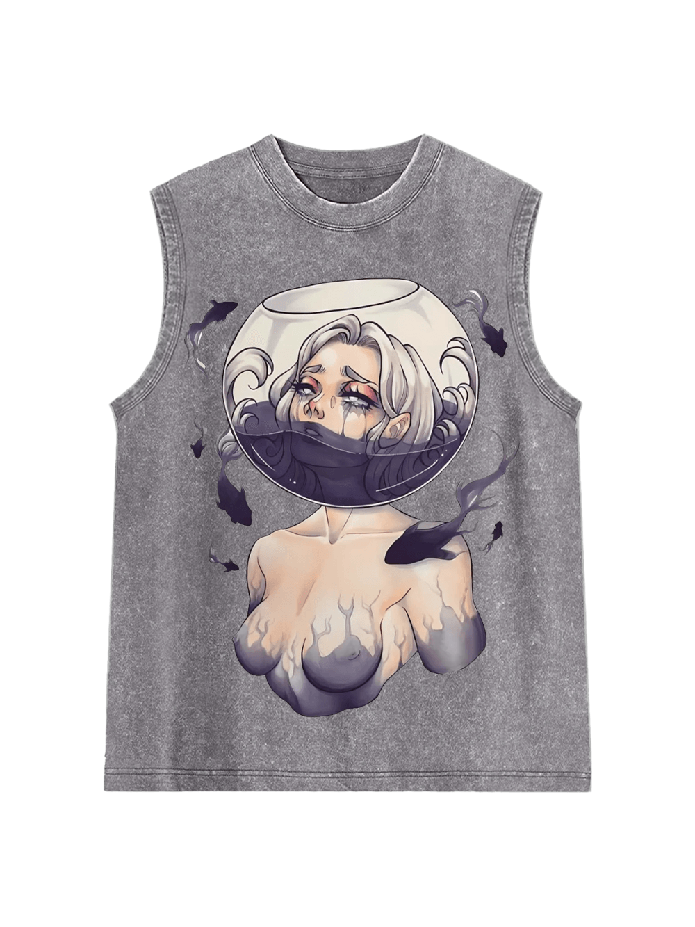 Drowning In Silence Washed Tank Top