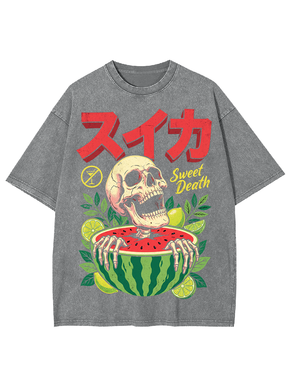 SWEET DEATH WATERMELON SKULL AAA WASHED TSHIRT