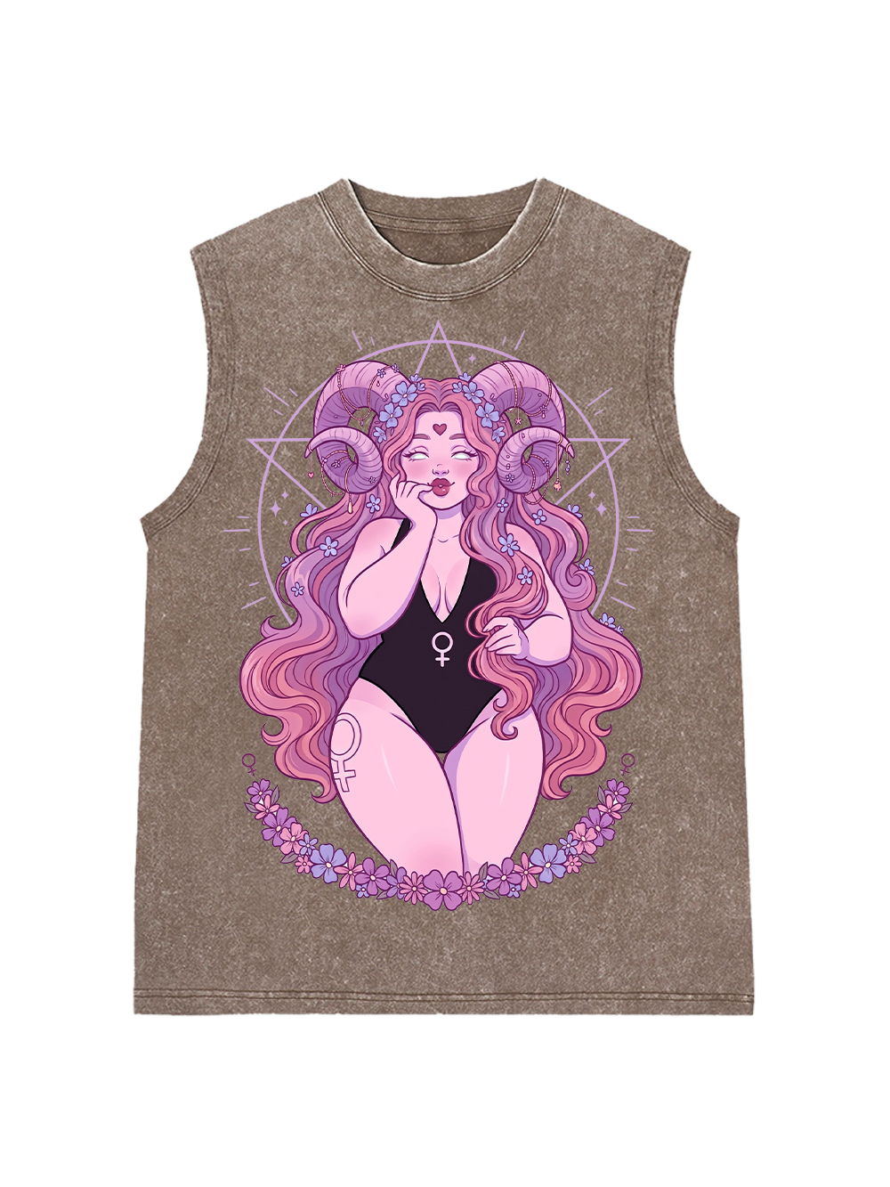 PASTEL GOTH ZODIAC LADY AAA WASHED TANK