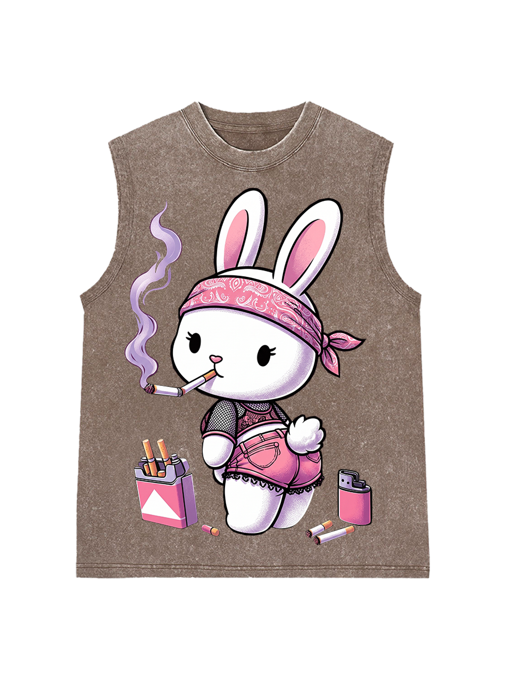 PINK SMOKING BUNNY STYLE MESH JERSEY AAA WASHED TANK