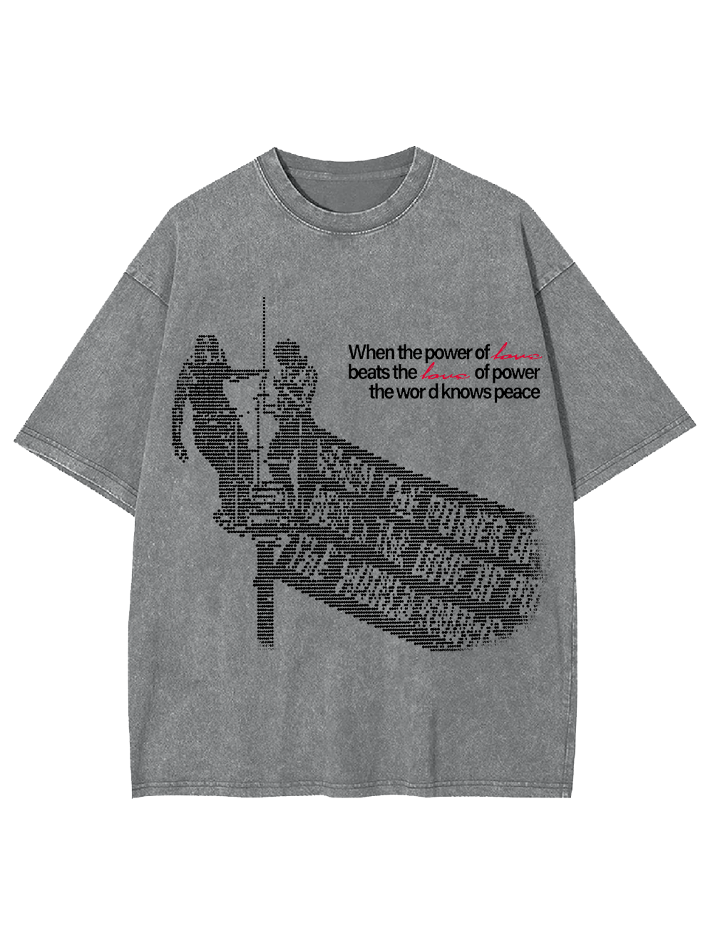 POWER LOVE PEACE WASHED TSHIRT