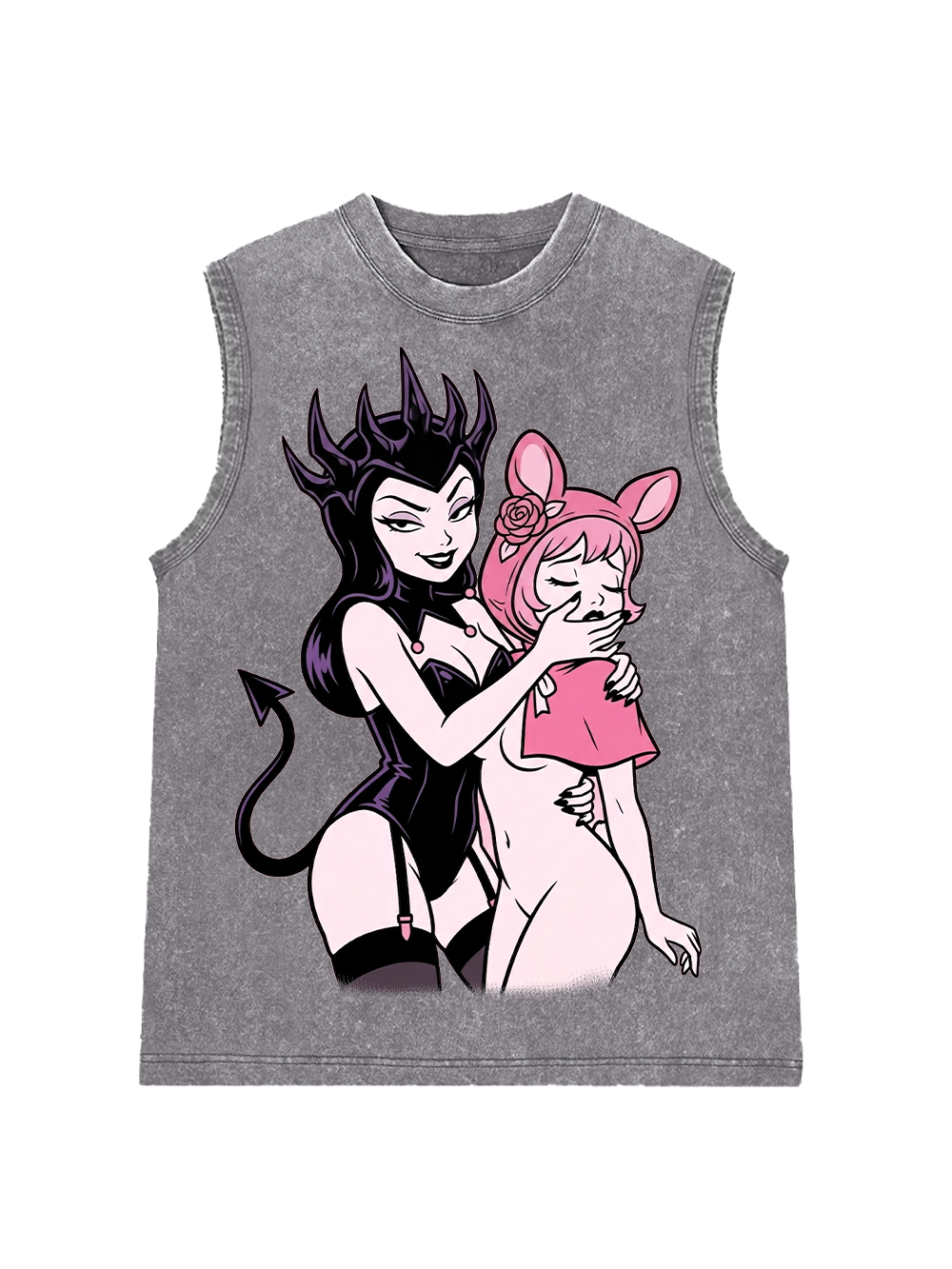 DEMON GIRL AND BUNNY GIRL WASHED TANK