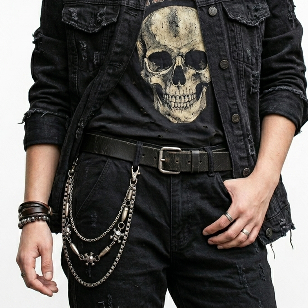 GOTHIC SKULL LAYERED CLO PANTS CHAIN
