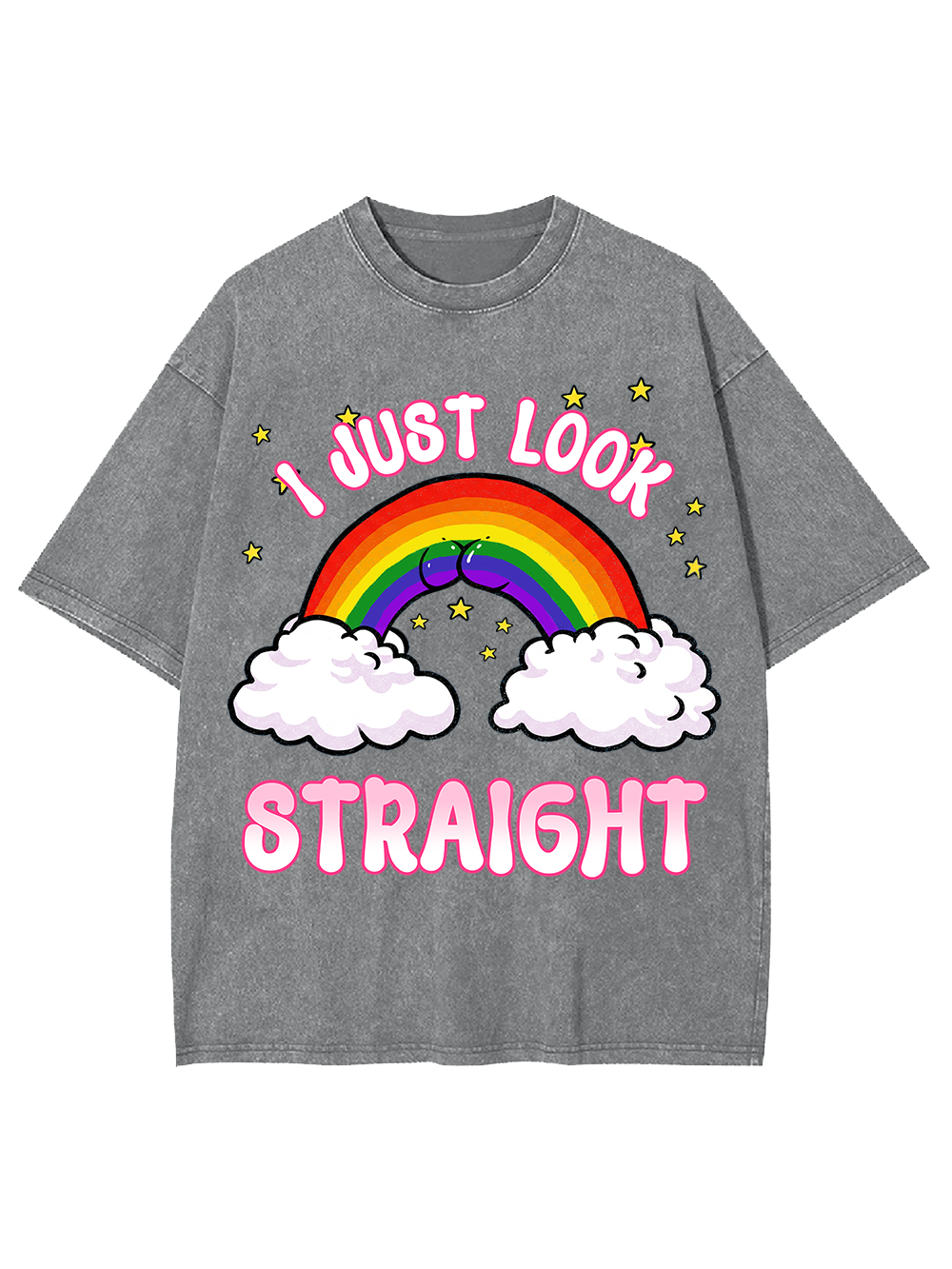 I JUST LOOK STRAIGHT AAA WASHED TSHIRT