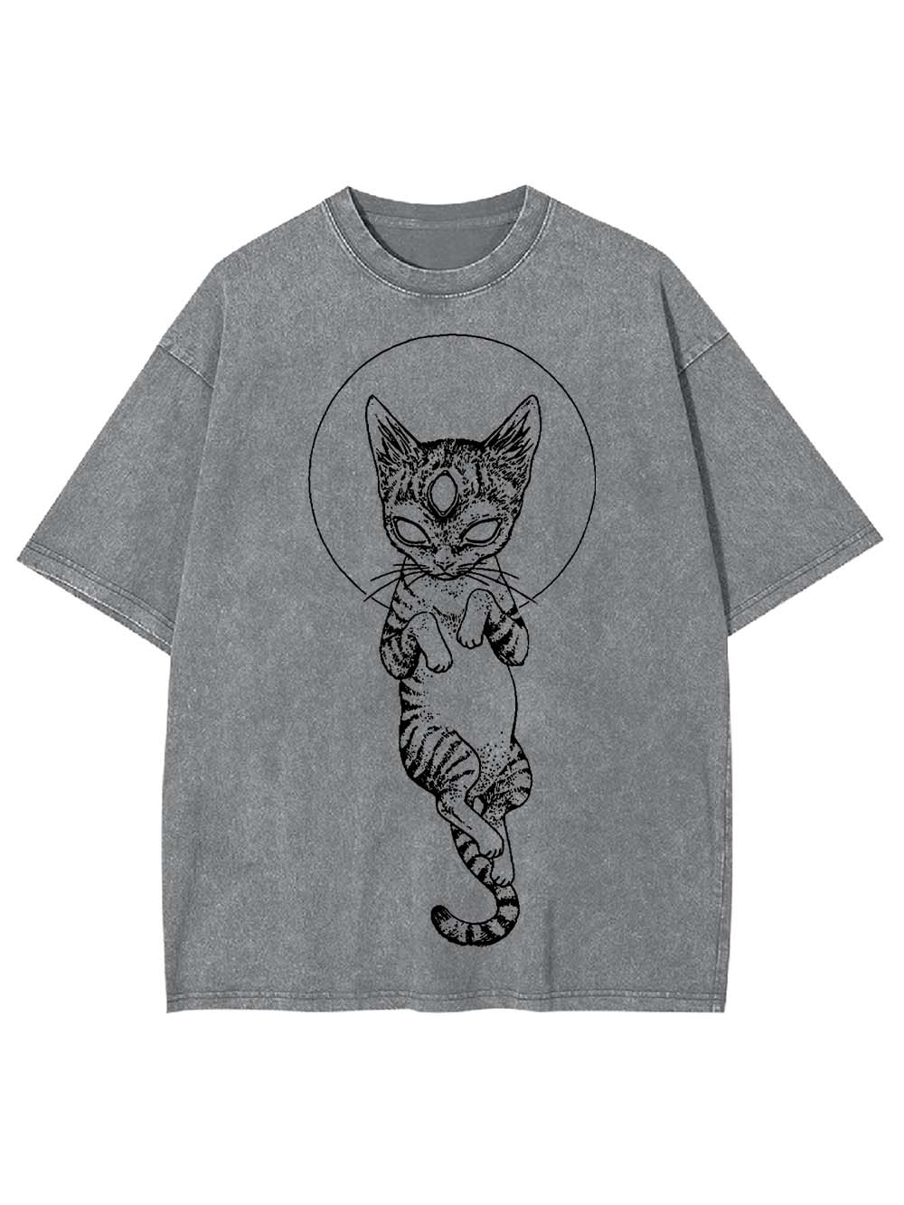 MYSTICAL THIRD-EYE CAT WASHED TSHIRT
