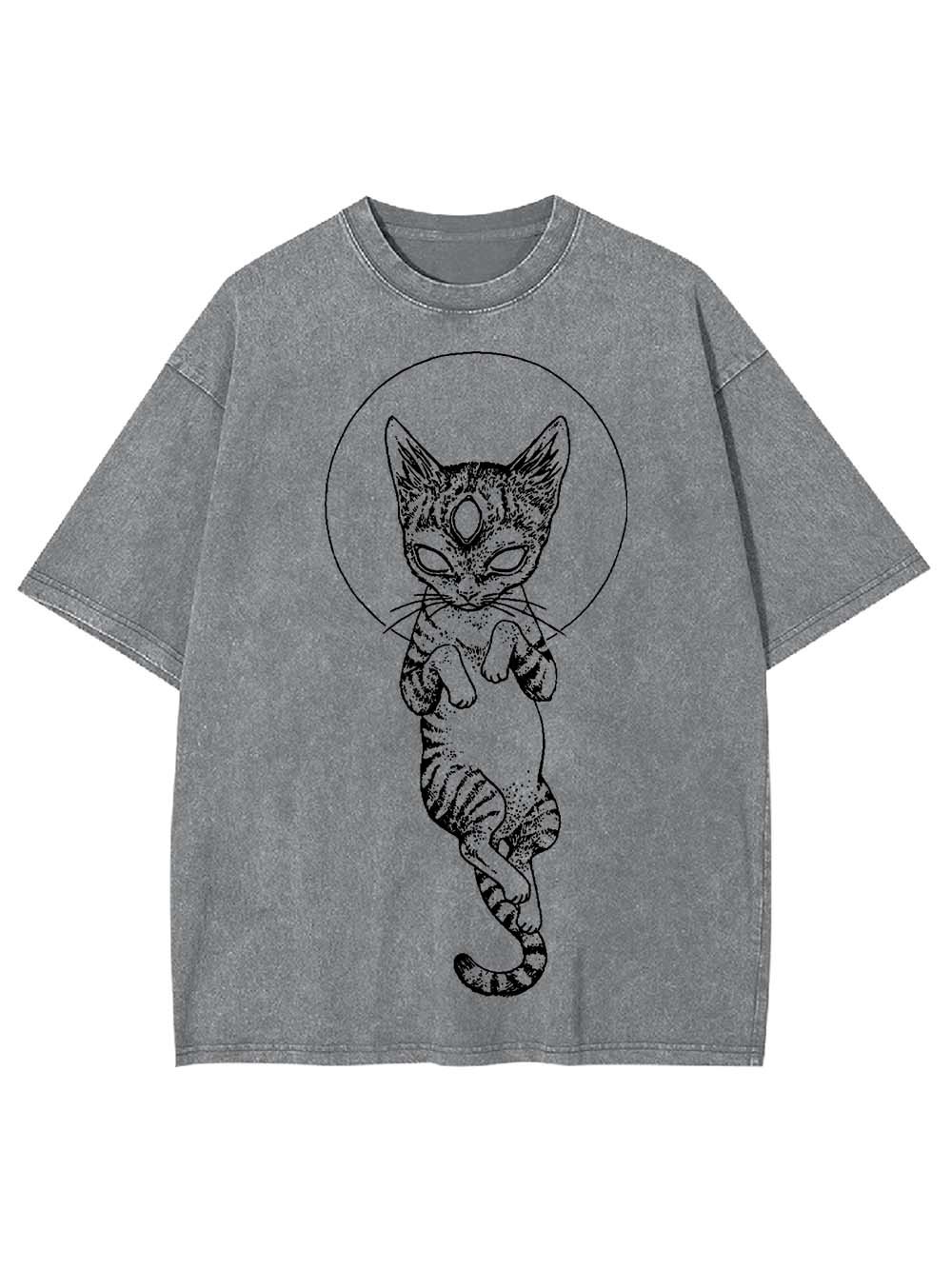 MYSTICAL THIRD-EYE CAT WASHED TSHIRT