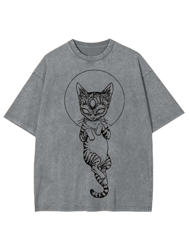 MYSTICAL THIRD-EYE CAT WASHED TSHIRT