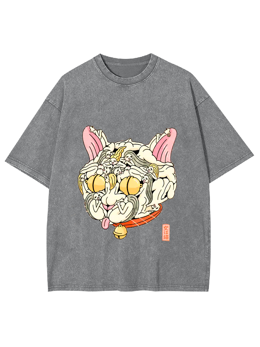 Cat of Many Faces Washed Tshirt