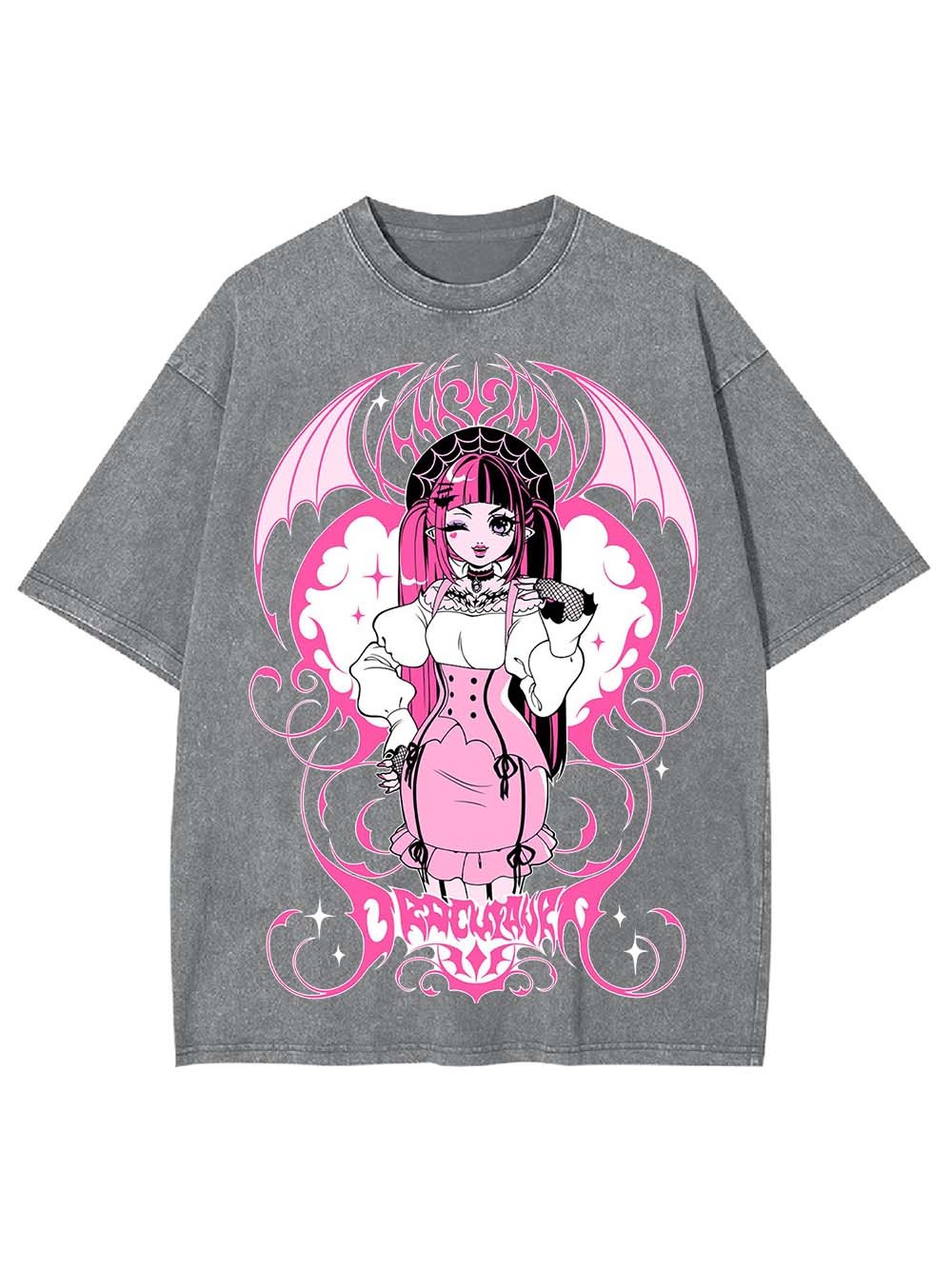 PINK BAT QUEEN WASHED TSHIRT