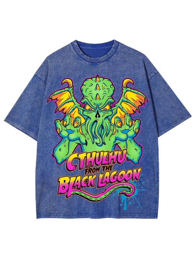 Cthulhu From The Black Lagoon Washed Tshirt