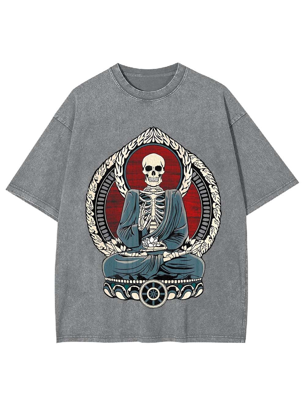 Skeleton Buddha Serenity Washed Tshirt