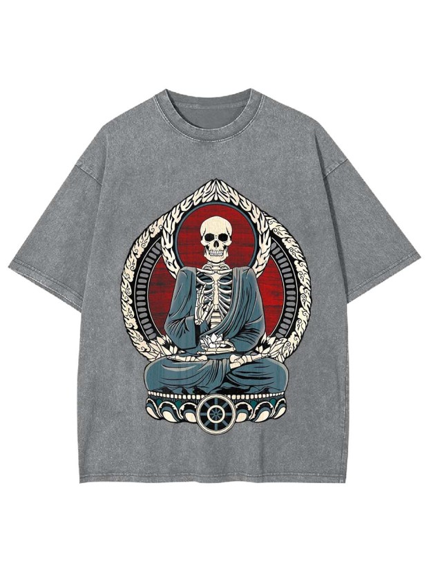 Skeleton Buddha Serenity Washed Tshirt