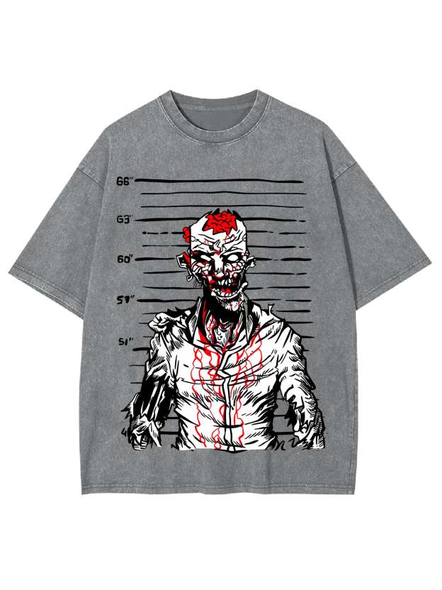 Zombie Mugshot Washed Tshirt