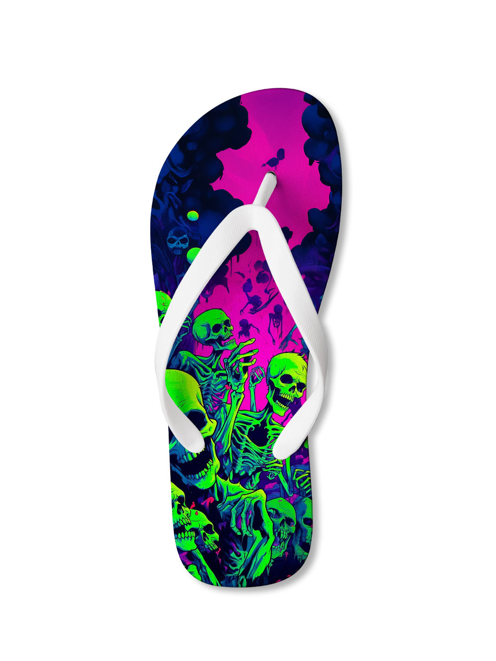 NEON SKELETON RAVE FLIP FLOPS