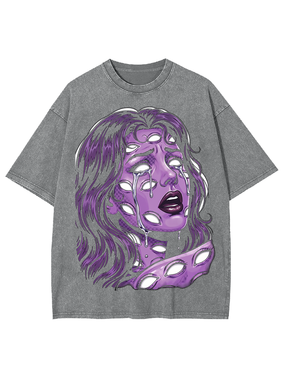 PURPLE CRYING EYES AAA WASHED TSHIRT