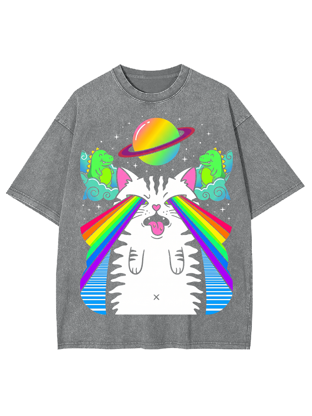 RAINBOW SPACE CAT AAA WASHED TSHIRT