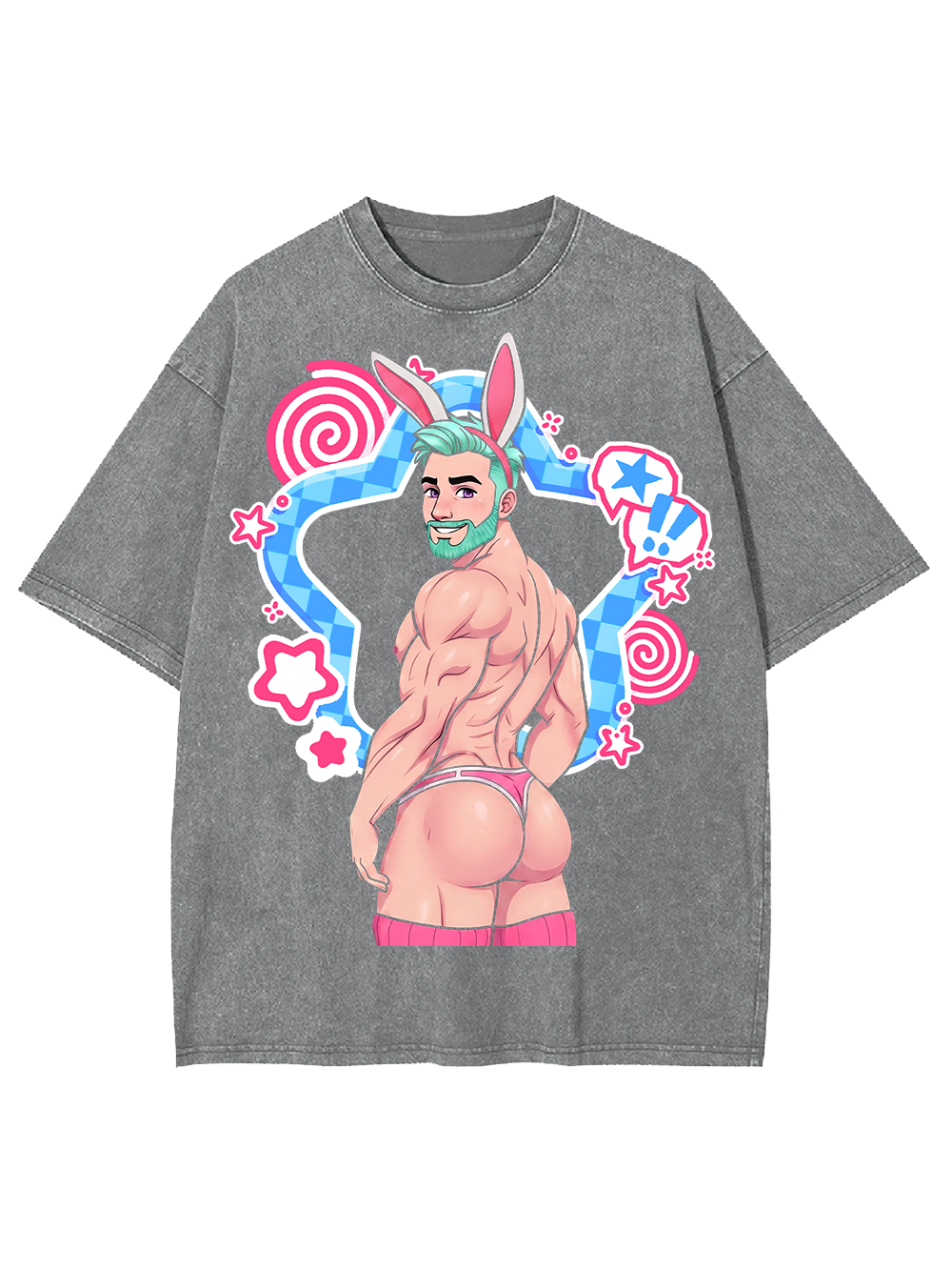 PINK BUNNY HUNK AAA WASHED TSHIRT
