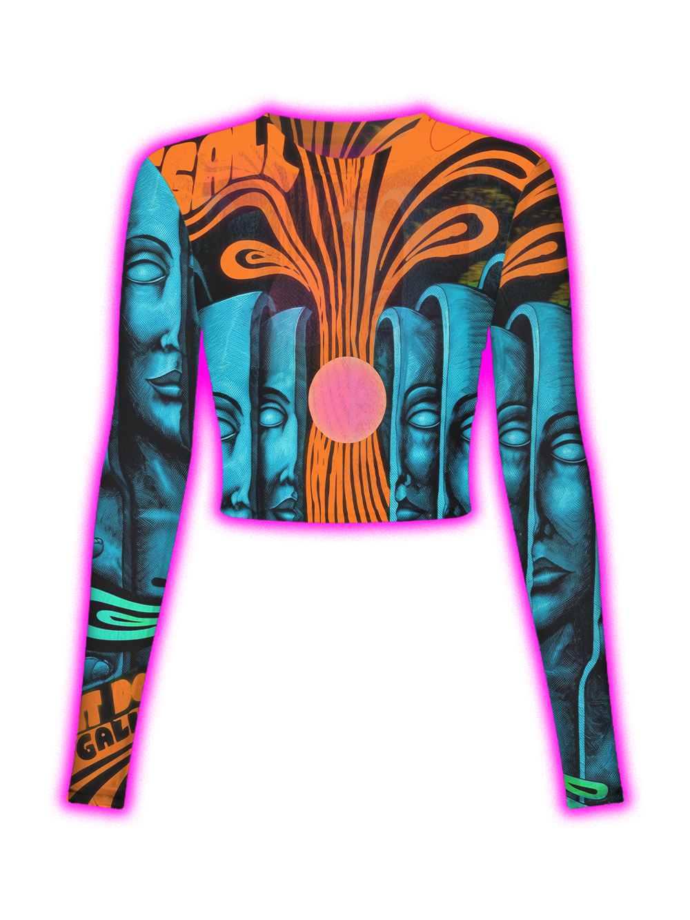 ORANGE BLUE GODS MESH TOP