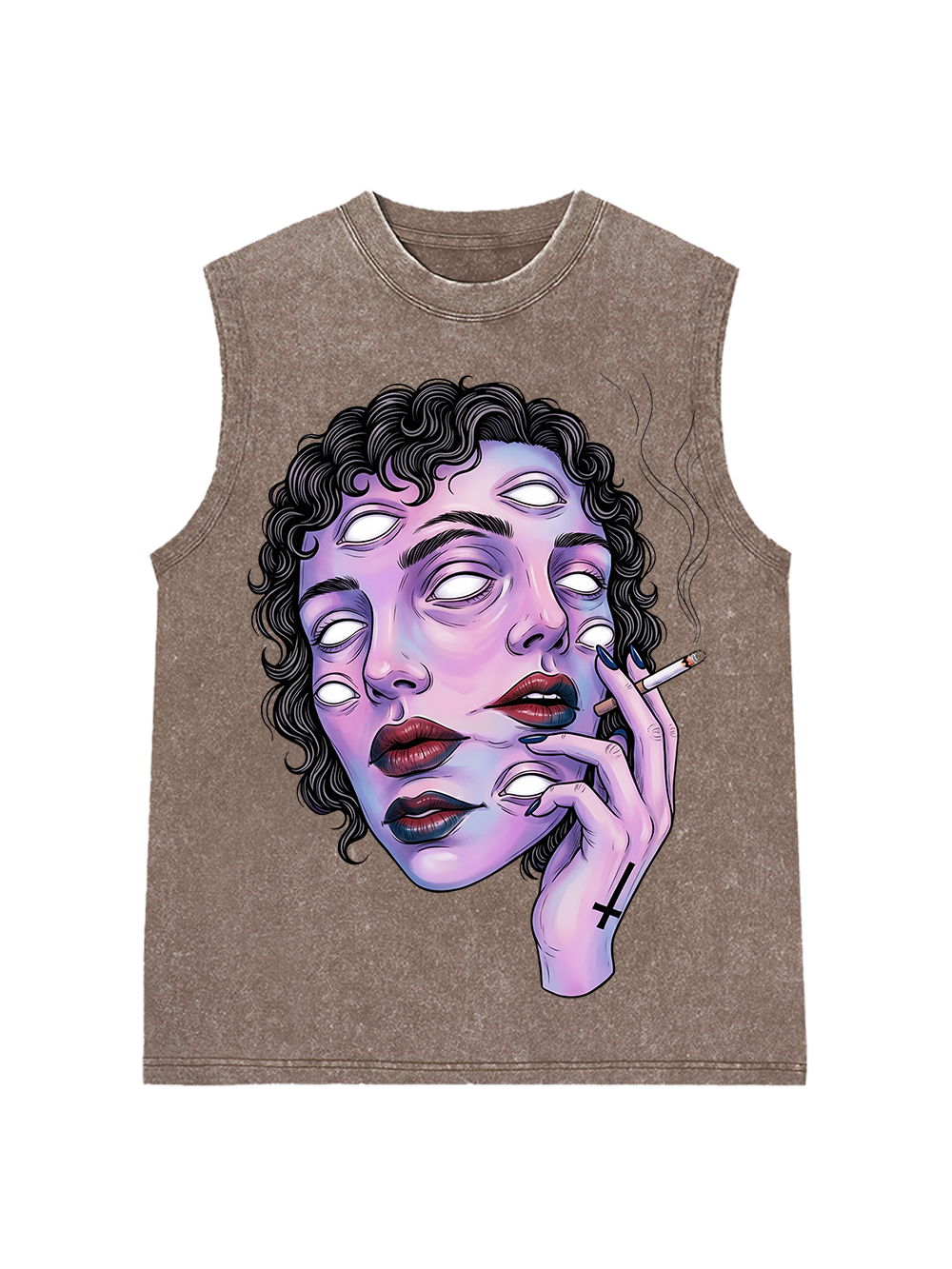 SURREAL MULTI-EYED FACE AAA WASHED TANK