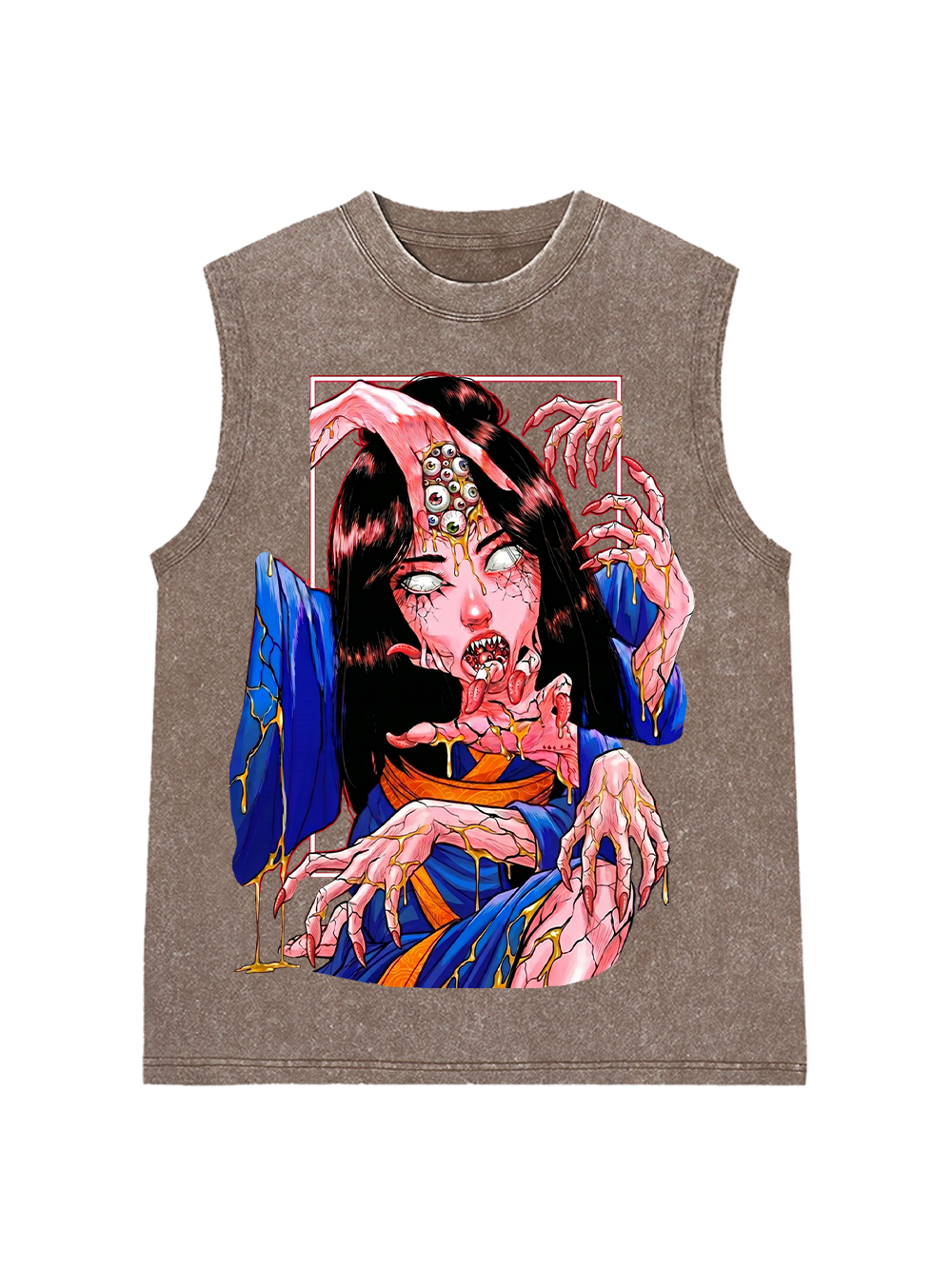 SURREAL MUTATION MULTI‑EYE GIRL AAA WASHED TANK