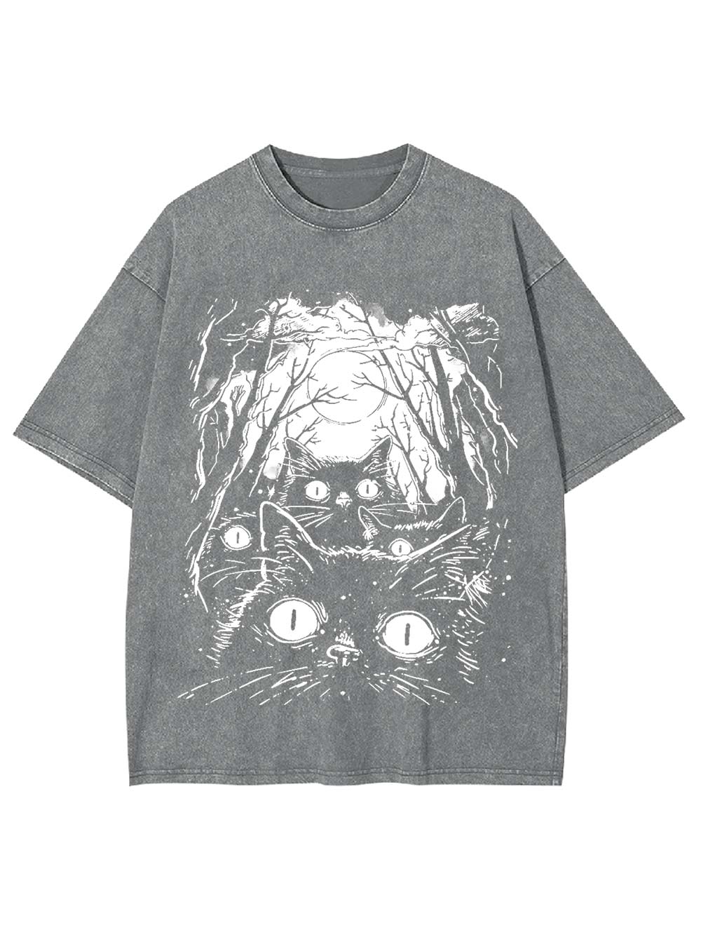 Moonlit Cat Gaze Washed Tshirt