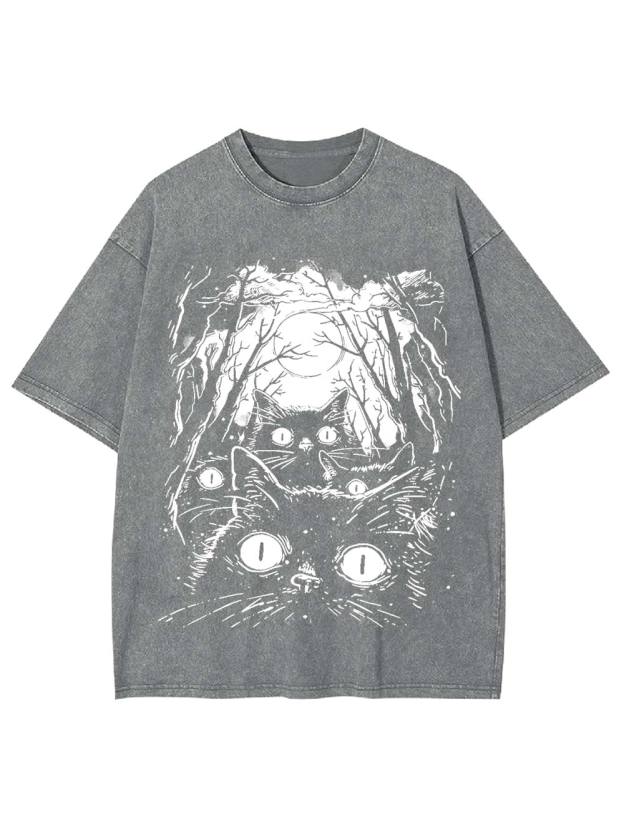 Moonlit Cat Gaze Washed Tshirt