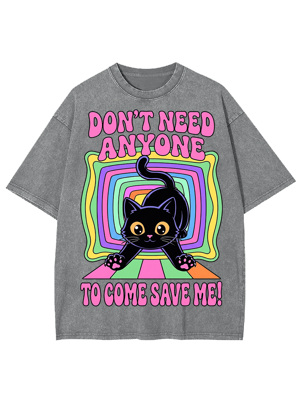 RAINBOW RESCUE CAT AAA WASHED TSHIRT