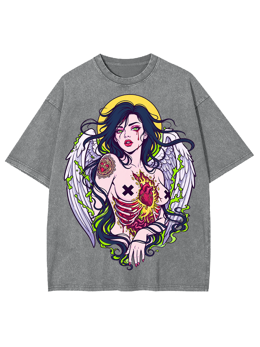 FALLEN HEART ANGEL AAA WASHED TSHIRT
