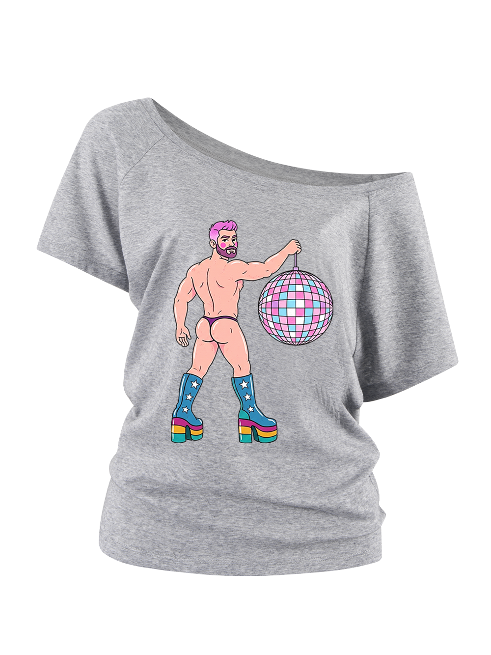 DISCO DIVA DUDE OFF SHOULDER TSHIRT