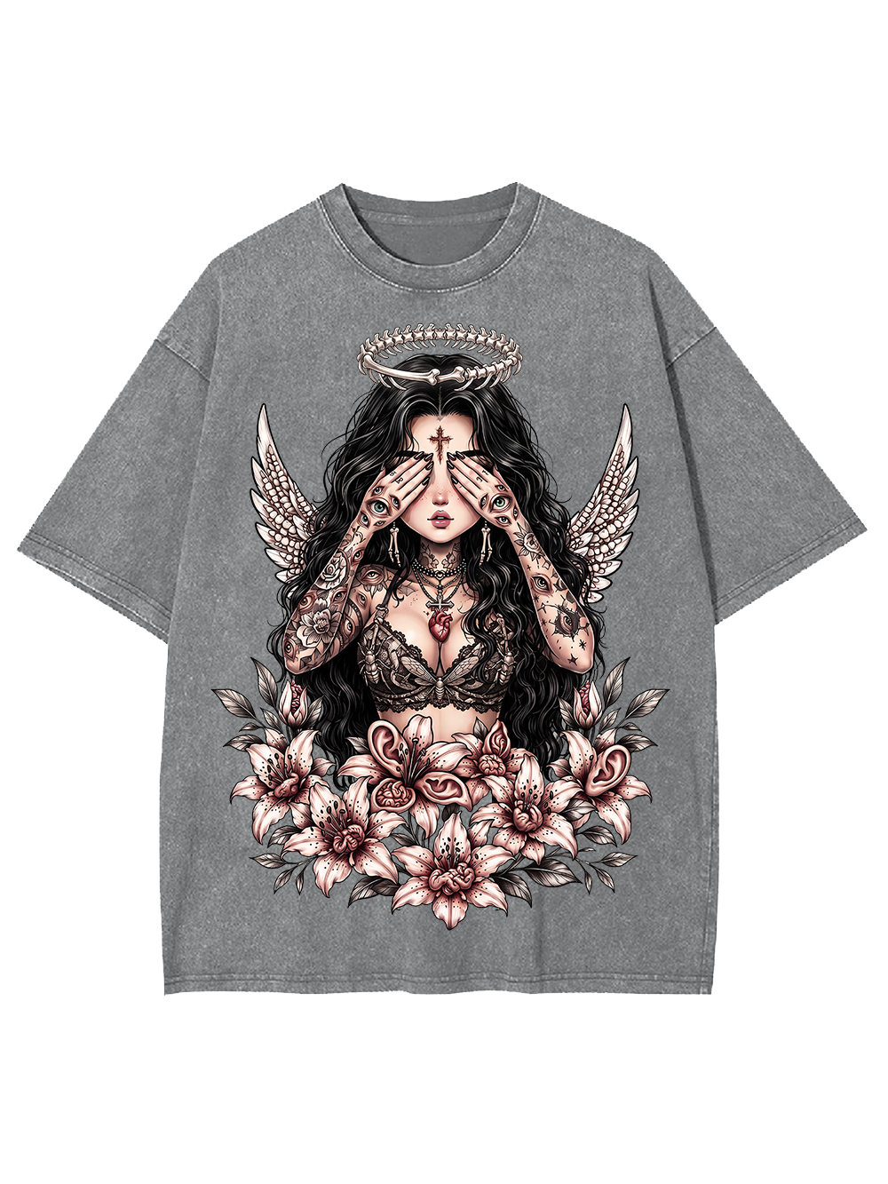 TATTOOED ANGEL BLOOM AAA WASHED TSHIRT