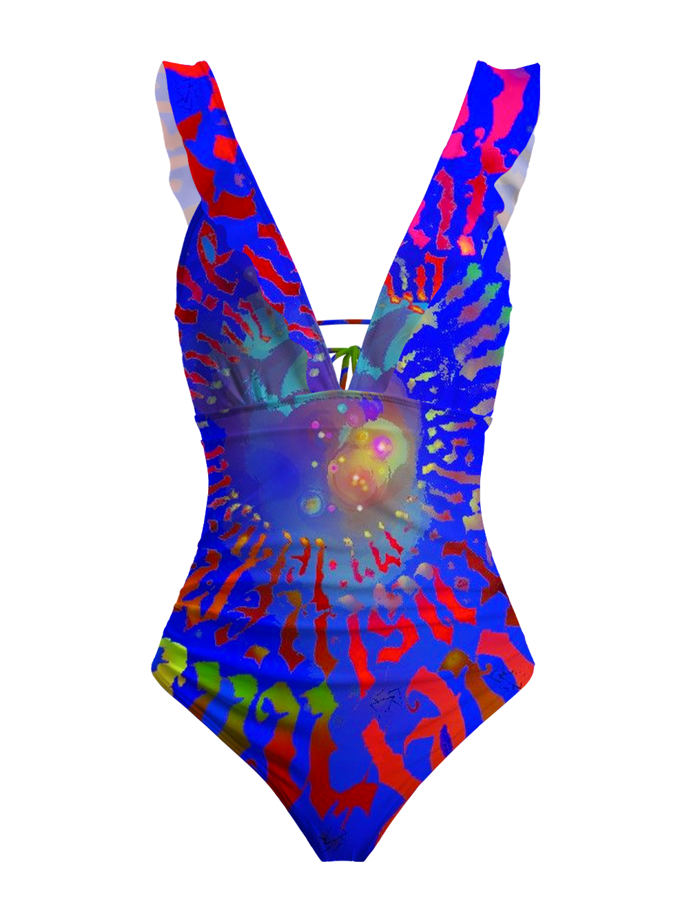 PSY WAVE CODE V-NECK ONE PIECE SWIMSUIT