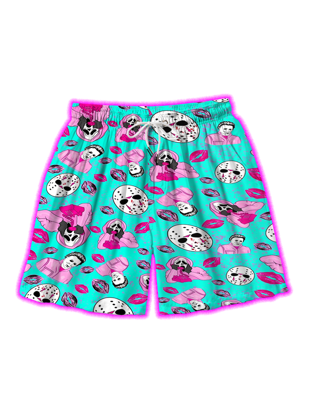 PINK HORROR ICONS ALL OVER PRINT SHORTS