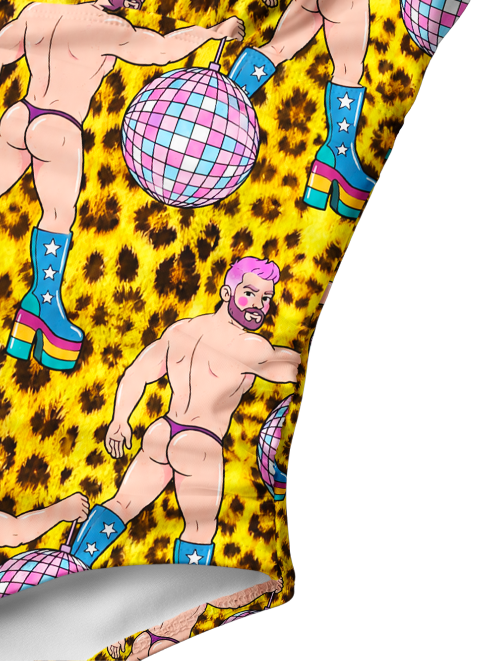 DISCO BEEFCAKE V-NECK ONE PIECE SWIMSUIT