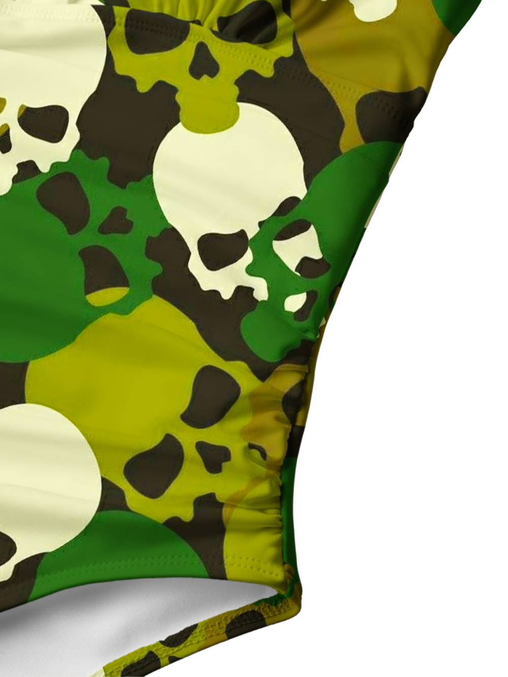 GREEN SKULL V-NECK ONE PIECE SWIMSUIT