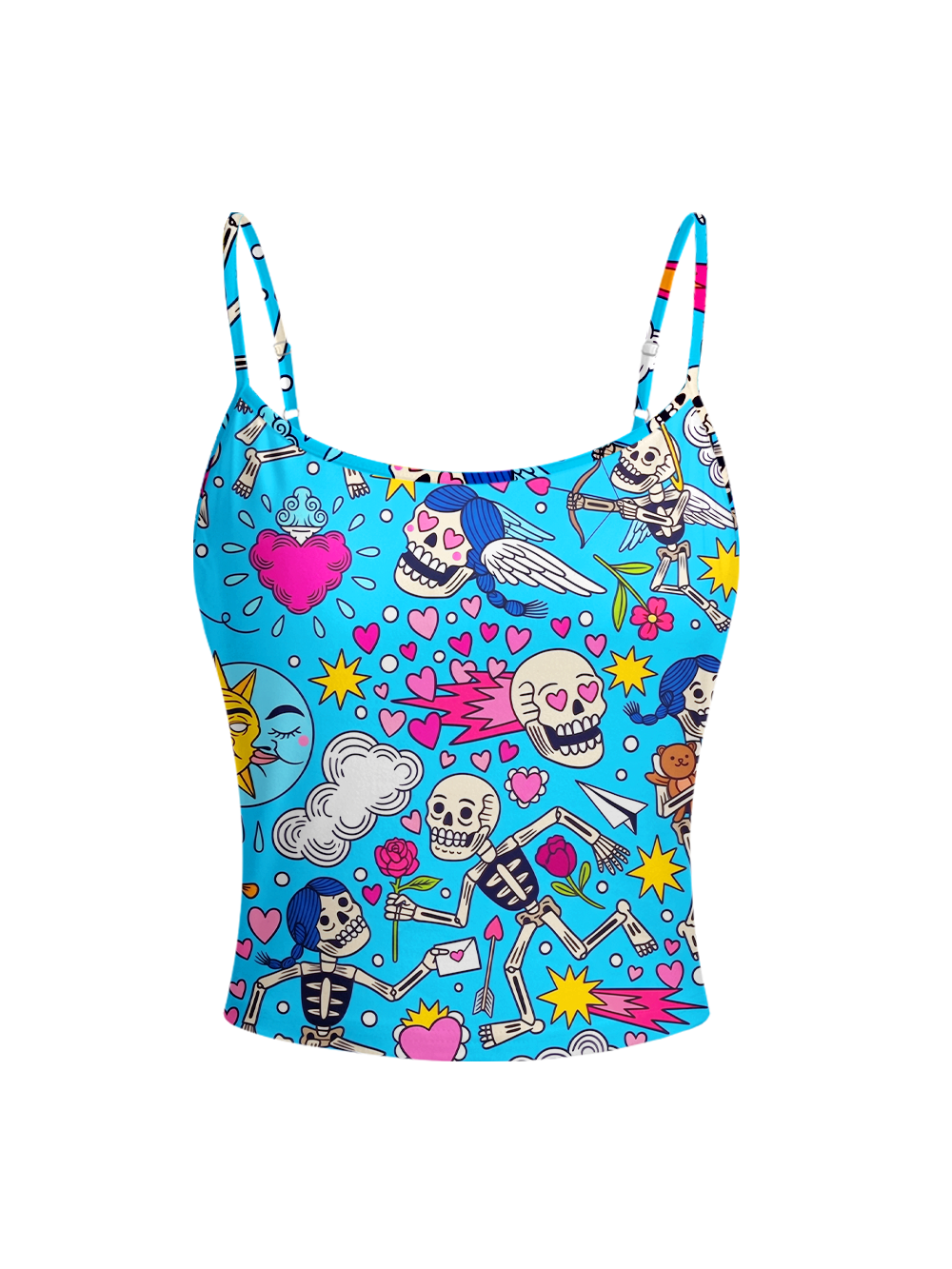 SKELETON LOVE FULL-PRINT SPAGHETTI-STRAP TOP
