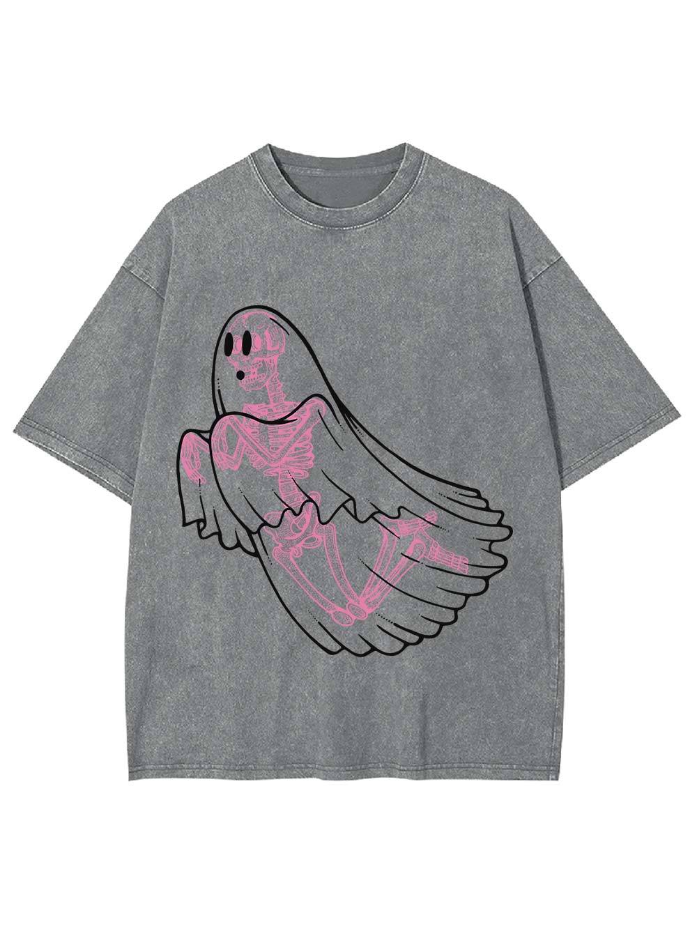 Ghostly Skeleton Veil Washed Tshirt