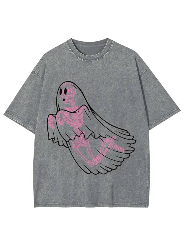 Ghostly Skeleton Veil Washed Tshirt