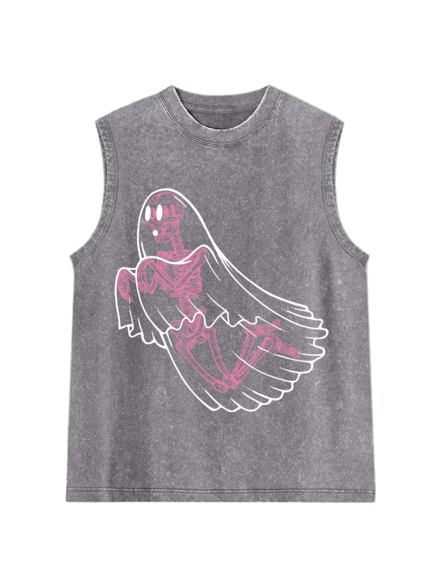 Ghostly Skeleton Veil Washed Tank Top