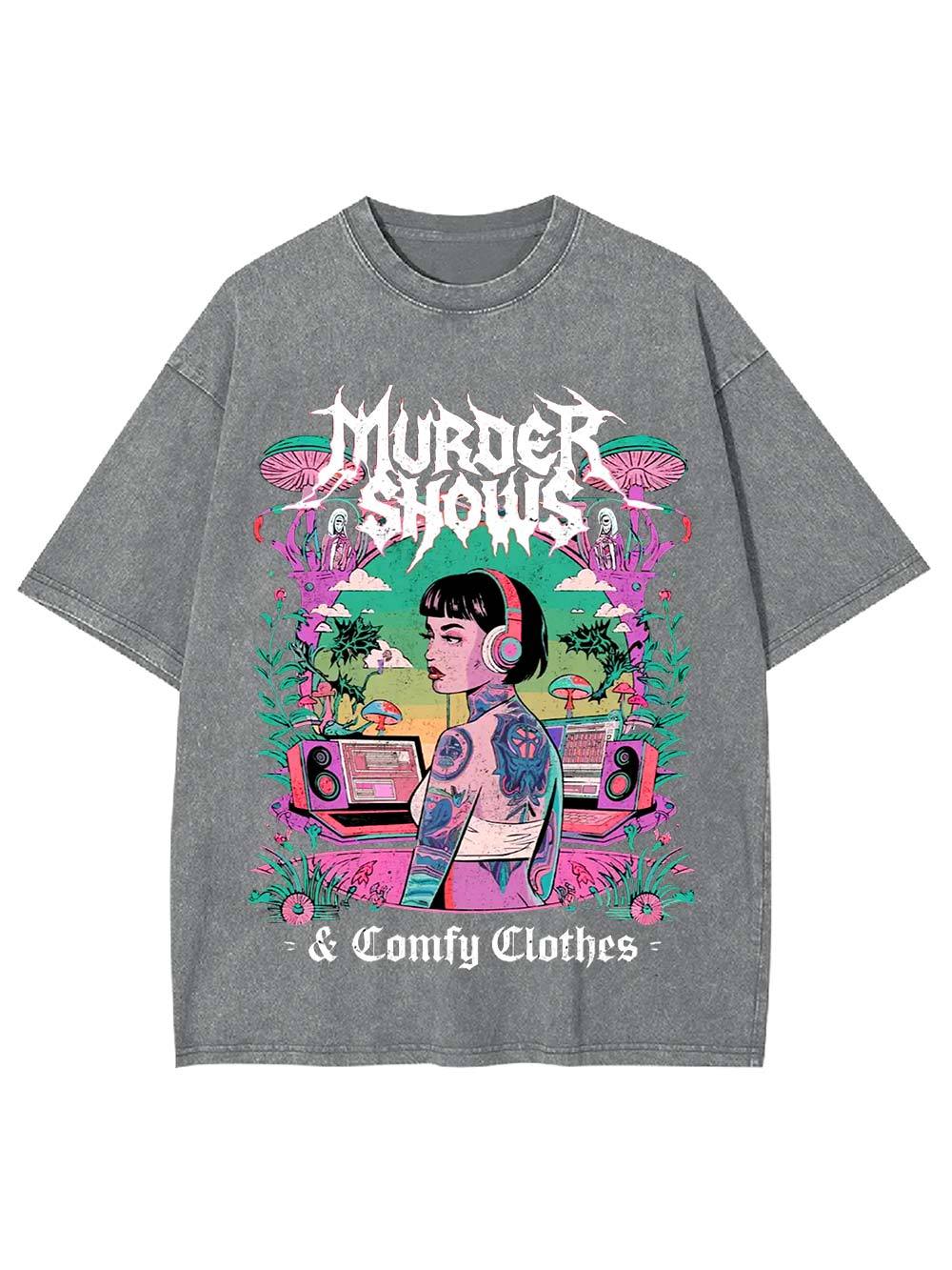 Murder Shows & Comfy Clothes Washed Tshirt