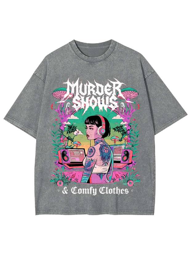 Murder Shows & Comfy Clothes Washed Tshirt