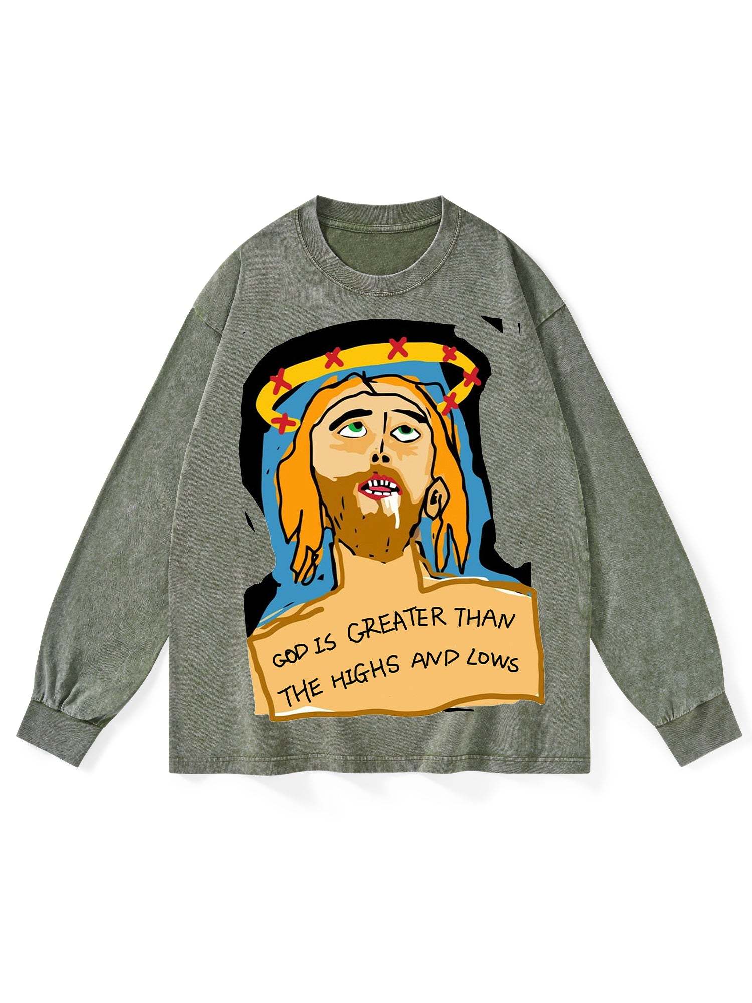 God World Washed Long-Sleeve Tshirt-ClassyOutlaw