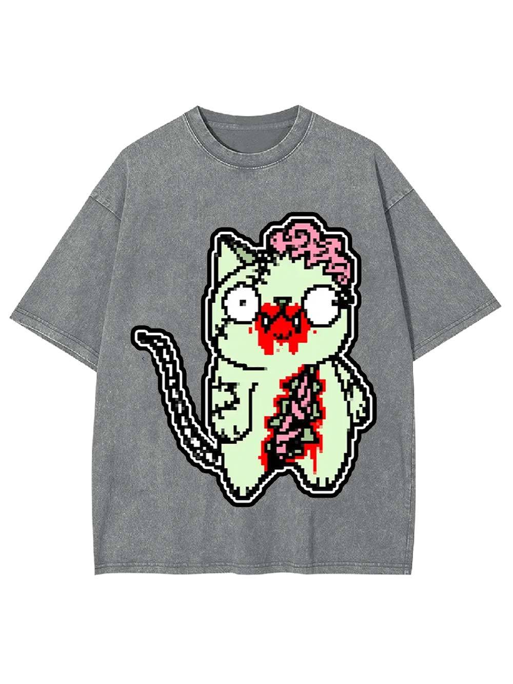 Zombie Cat Washed Tshirt