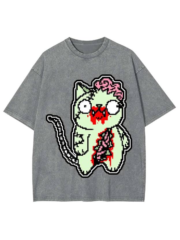 Zombie Cat Washed Tshirt