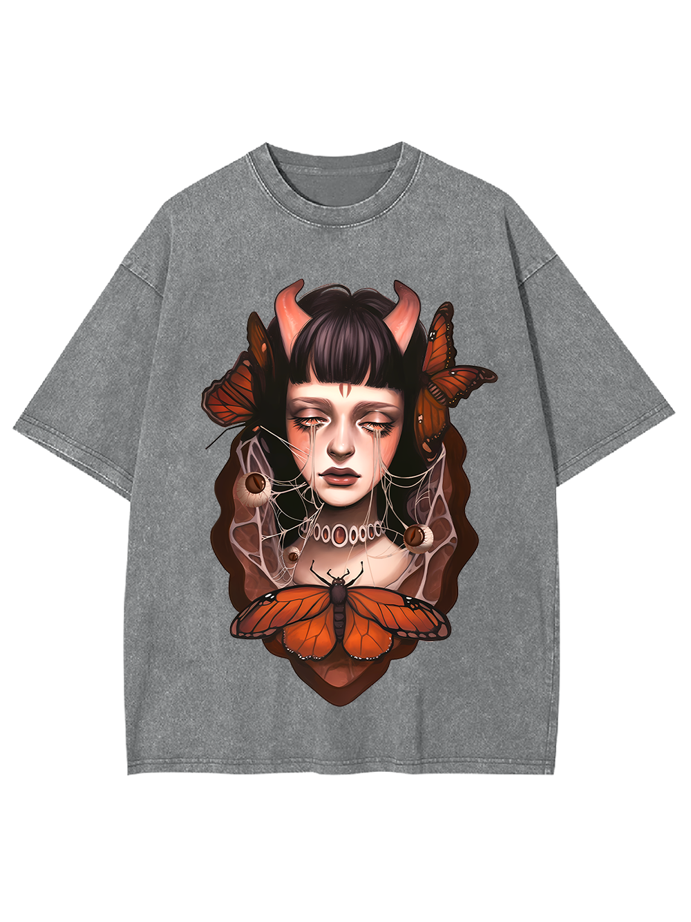 Butterfly Tears and Horns Washed Tshirt