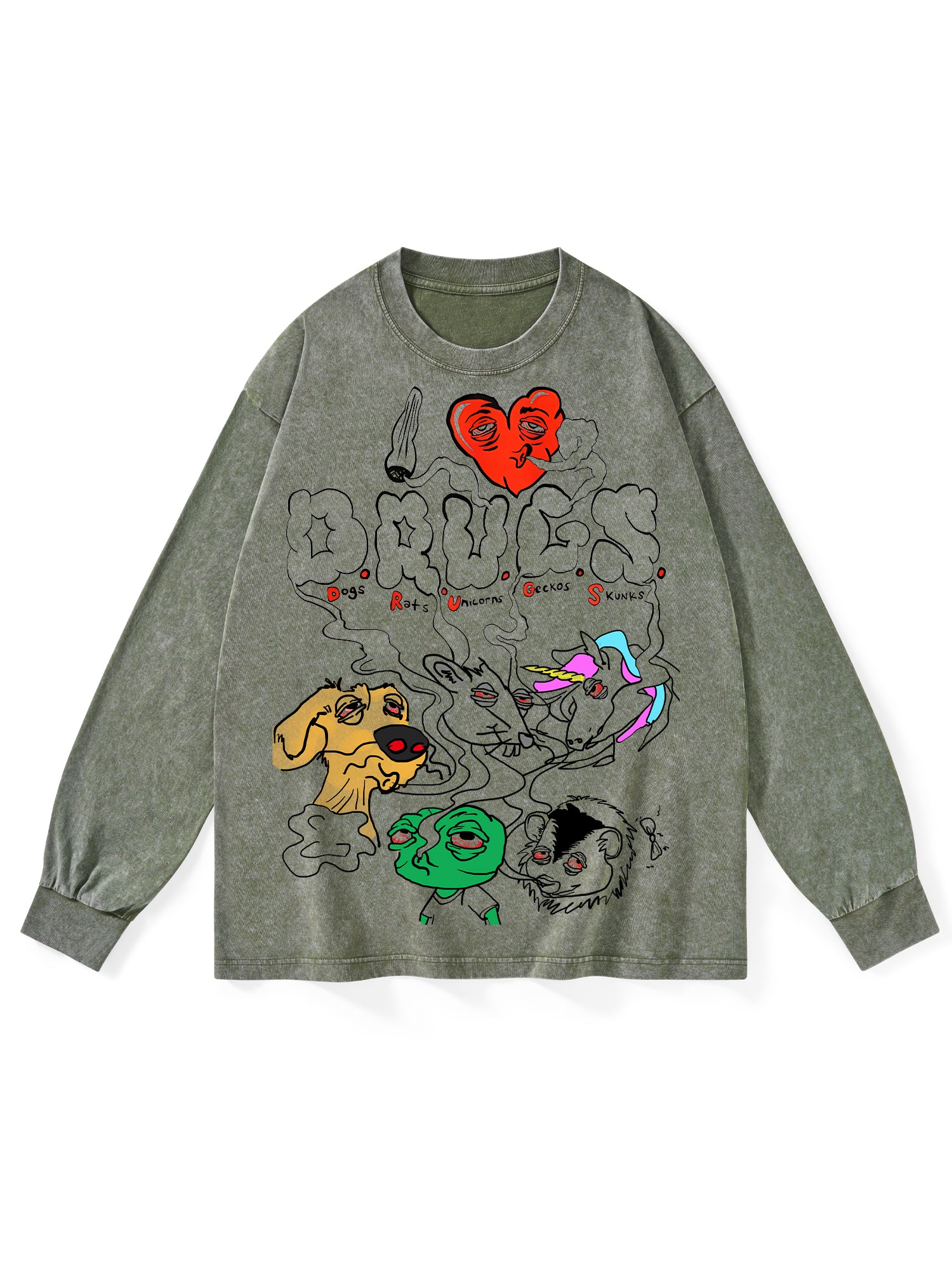 DRUGS WASHED LONG-SLEEVE TSHIRT