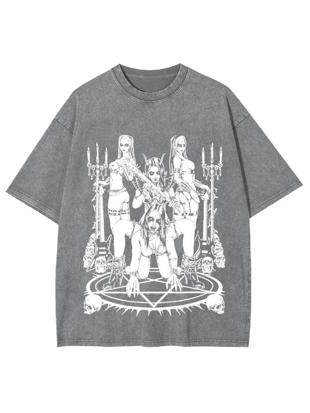 Dark Ritualistic Figures Washed Tshirt