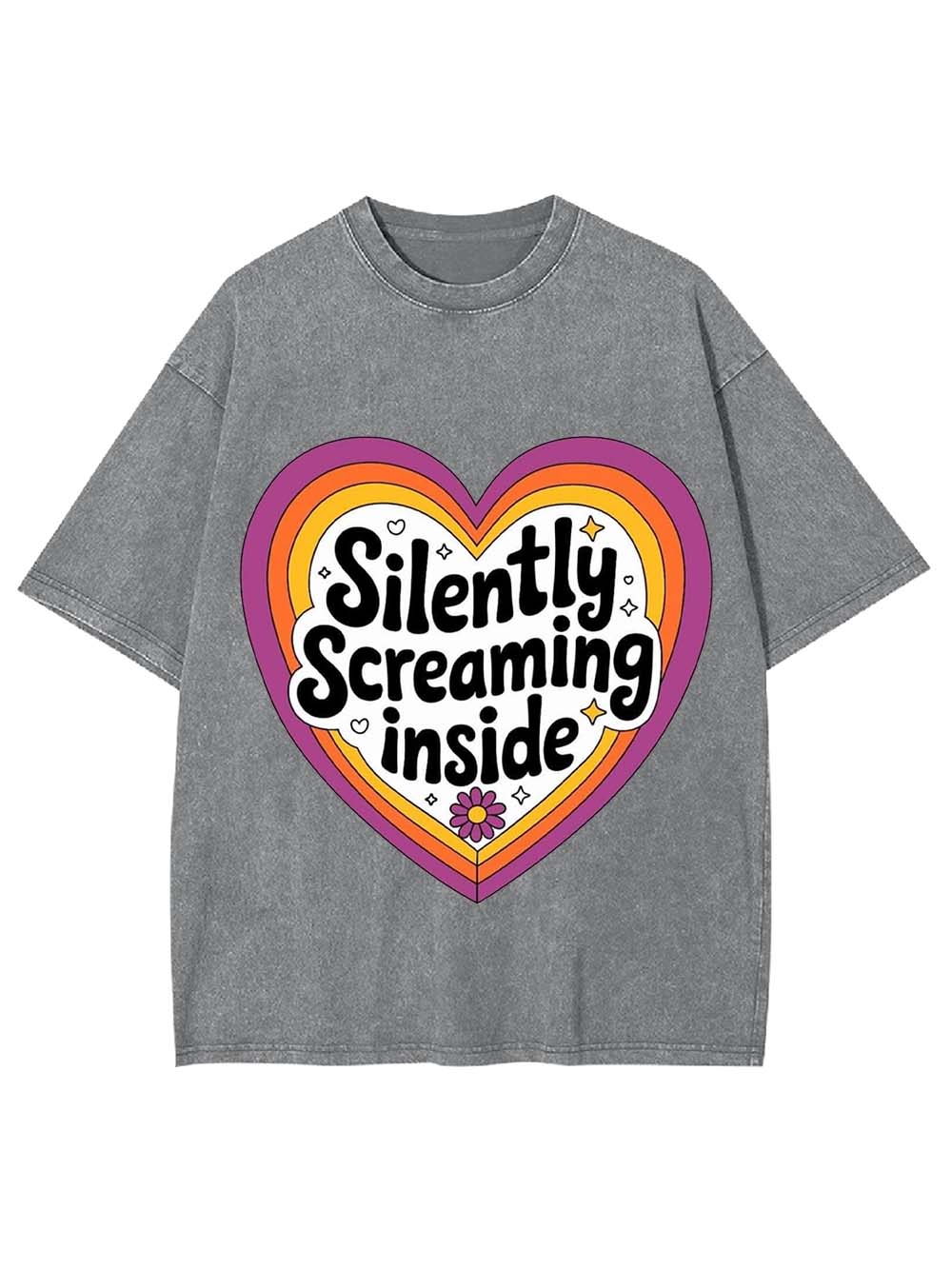 SILENTLY SCREAMING INSIDE WASHED TSHIRT