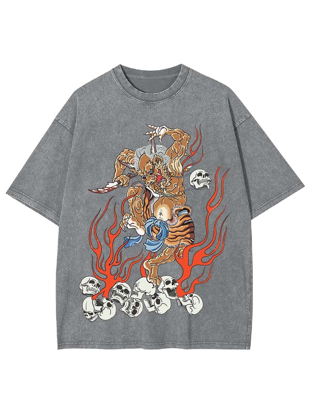 Fiery Demon Warrior Washed Tshirt