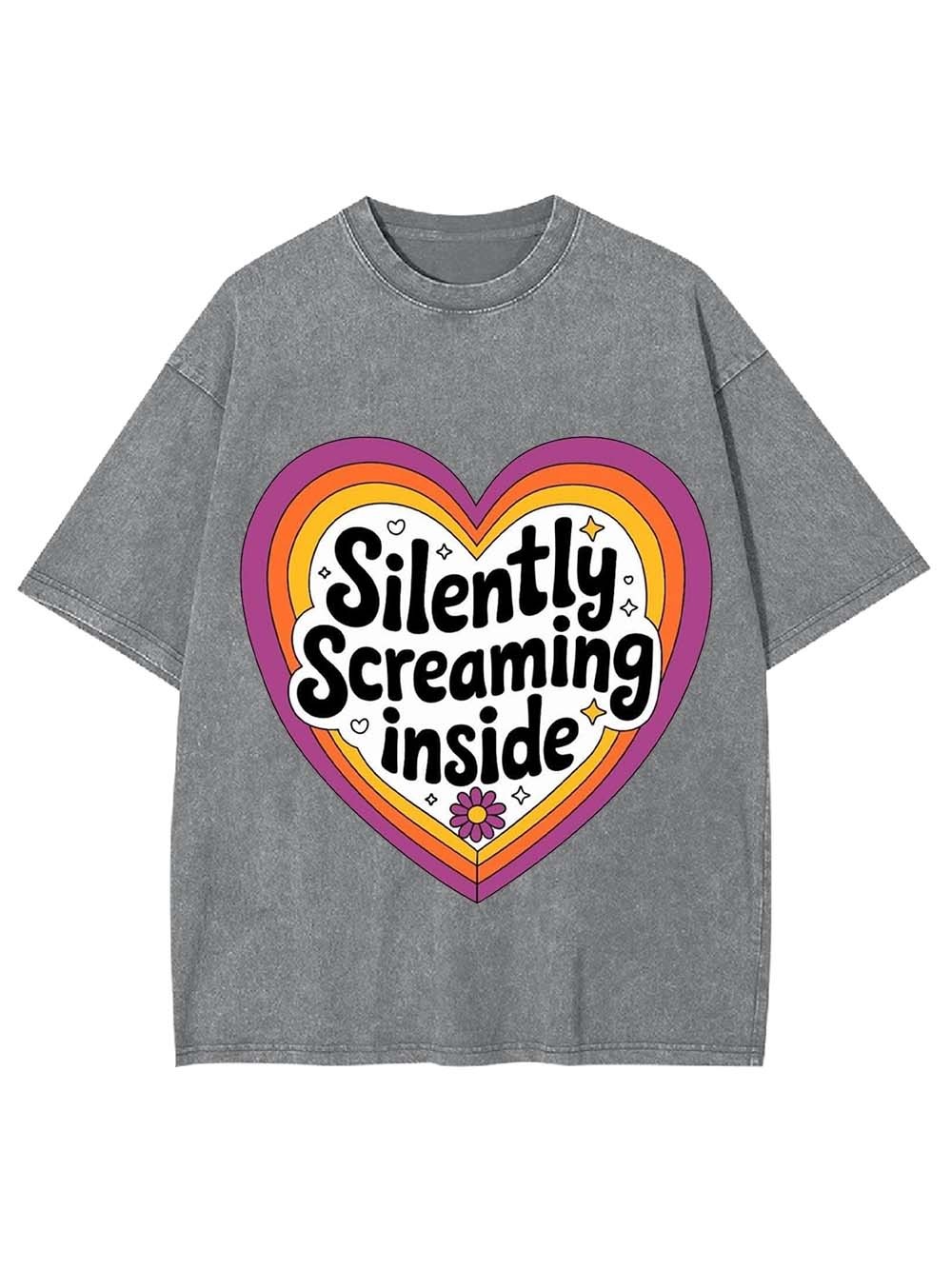 SILENTLY SCREAMING INSIDE WASHED TSHIRT