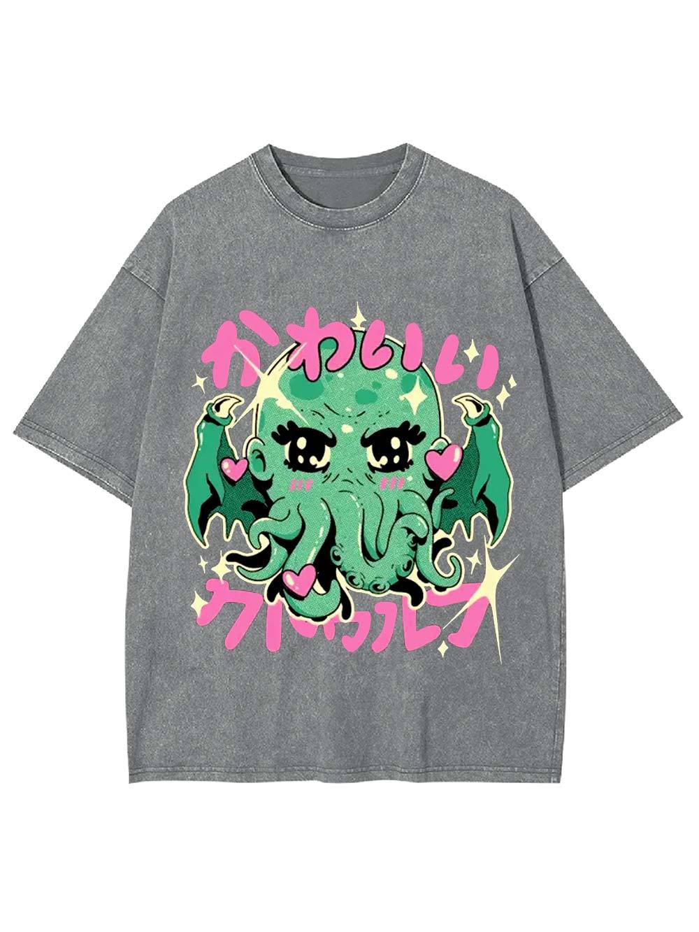 Kawaii Cthulhu Washed Tshirt